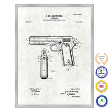 Load image into Gallery viewer, 1911 Handgun Firearm Old Patent Art Print on Canvas Custom Framed Vintage Home Decor Wall Decoration Great for Gifts