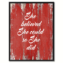 Load image into Gallery viewer, She Believed She Could So She Did Saying Canvas Print, Black Picture Frame Home Decor Wall Art Gifts