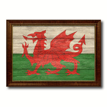 Load image into Gallery viewer, Wales Country Flag Texture Canvas Print with Brown Custom Picture Frame Home Decor Gift Ideas Wall Art Decoration
