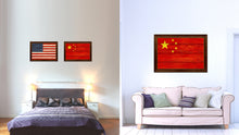 Load image into Gallery viewer, China Country Flag Texture Canvas Print with Brown Custom Picture Frame Home Decor Gift Ideas Wall Art Decoration