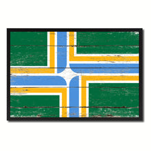 Load image into Gallery viewer, Portland City Oregon State Flag Vintage Canvas Print with Black Picture Frame Home Decor Wall Art Collectible Decoration Artwork Gifts