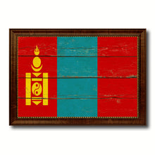 Load image into Gallery viewer, Mongolia Country Flag Vintage Canvas Print with Brown Picture Frame Home Decor Gifts Wall Art Decoration Artwork