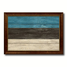 Load image into Gallery viewer, Estonia Country Flag Texture Canvas Print with Brown Custom Picture Frame Home Decor Gift Ideas Wall Art Decoration