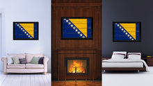 Load image into Gallery viewer, Bosnia Country Flag Vintage Canvas Print with Black Picture Frame Home Decor Gifts Wall Art Decoration Artwork