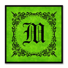 Load image into Gallery viewer, Alphabet M Green Canvas Print Black Frame Kids Bedroom Wall Décor Home Art