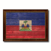 Load image into Gallery viewer, Haiti Country Flag Texture Canvas Print with Brown Custom Picture Frame Home Decor Gift Ideas Wall Art Decoration