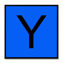 Load image into Gallery viewer, Alphabet Y Blue Canvas Print Black Frame Kids Bedroom Wall Décor Home Art