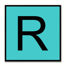 Load image into Gallery viewer, Alphabet R Aqua Canvas Print Black Frame Kids Bedroom Wall Décor Home Art