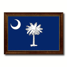 Load image into Gallery viewer, South Carolina State Flag Canvas Print with Custom Brown Picture Frame Home Decor Wall Art Decoration Gifts