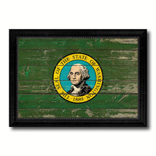 Load image into Gallery viewer, Washington State Vintage Flag Canvas Print with Black Picture Frame Home Decor Man Cave Wall Art Collectible Decoration Artwork Gifts