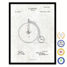 Load image into Gallery viewer, 1879 Bicycle Old Patent Art Print on Canvas Custom Framed Vintage Home Decor Wall Decoration Great for Gifts