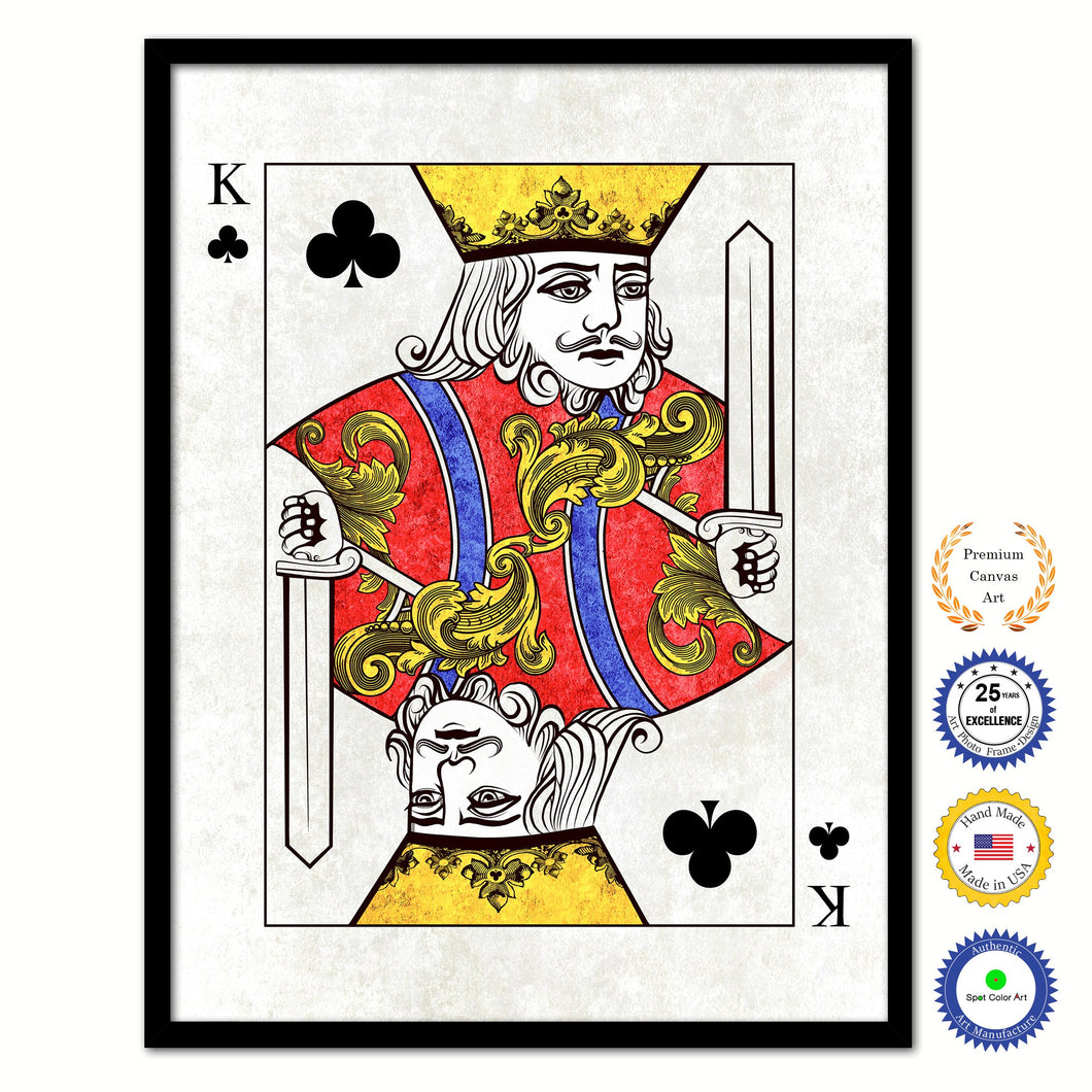 King Clover Poker Decks of Vintage Cards Print on Canvas Black Custom Framed