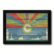 Load image into Gallery viewer, Columbus City Indiana State Texture Flag Canvas Print Black Picture Frame