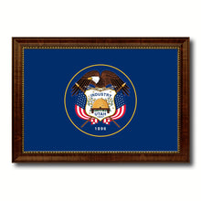 Load image into Gallery viewer, Utah State Flag Canvas Print with Custom Brown Picture Frame Home Decor Wall Art Decoration Gifts