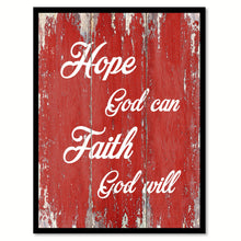 Load image into Gallery viewer, Hope God can faith God will Bible Verse Gift Ideas Home Decor Wall Art Framed Canvas Print, Red
