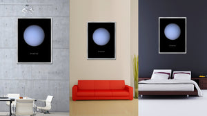 Uranus Print on Canvas Planets of Solar System Silver Picture Framed Art Home Decor Wall Office Decoration