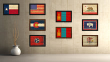 Load image into Gallery viewer, Mongolia Country Flag Vintage Canvas Print with Brown Picture Frame Home Decor Gifts Wall Art Decoration Artwork