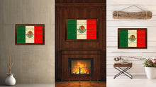 Load image into Gallery viewer, Mexico Country Flag Vintage Canvas Print with Brown Picture Frame Home Decor Gifts Wall Art Decoration Artwork