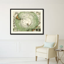 Load image into Gallery viewer, Antarctica South Pole Vintage Antique Map Wall Art Home Decor Gift Ideas Canvas Print Custom Picture Frame
