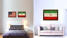 Load image into Gallery viewer, Iran Country Flag Texture Canvas Print with Brown Custom Picture Frame Home Decor Gift Ideas Wall Art Decoration