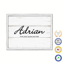 Load image into Gallery viewer, Adrian Name Plate White Wash Wood Frame Canvas Print Boutique Cottage Decor Shabby Chic

