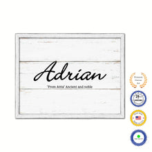 Load image into Gallery viewer, Adrian Name Plate White Wash Wood Frame Canvas Print Boutique Cottage Decor Shabby Chic