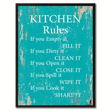 Load image into Gallery viewer, Kitchen Rules Saying Canvas Print, Black Picture Frame Home Decor Wall Art Gifts