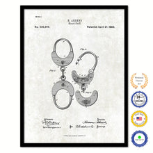 Load image into Gallery viewer, 1880 Police Hand Cuff Old Patent Art Print on Canvas Custom Framed Vintage Home Decor Wall Decoration Great for Gifts