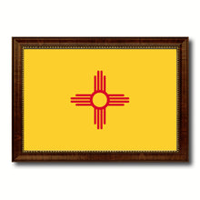 Load image into Gallery viewer, New Mexico State Flag Canvas Print with Custom Brown Picture Frame Home Decor Wall Art Decoration Gifts