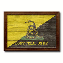 Load image into Gallery viewer, Gadsden Don't Tread on Me Military Flag Texture Canvas Print with Brown Picture Frame Home Decor Wall Art Gifts