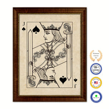 Load image into Gallery viewer, One Eye Jack Spades Poker Decks of Vintage Cards Print on Canvas Brown Custom Framed