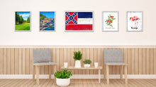 Load image into Gallery viewer, Mississippi State Flag Shabby Chic Gifts Home Decor Wall Art Canvas Print, White Wash Wood Frame