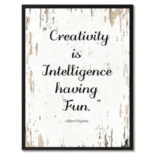 Load image into Gallery viewer, Creativity Is Intelligence Having Fun Albert Einstein Saying Motivation Quote Canvas Print, Black Picture Frame Home Decor Wall Art Gifts