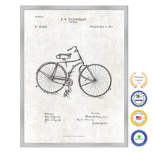 Load image into Gallery viewer, 1891 Bicycle Old Patent Art Print on Canvas Custom Framed Vintage Home Decor Wall Decoration Great for Gifts