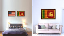 Load image into Gallery viewer, Sri Langka Country Flag Texture Canvas Print with Brown Custom Picture Frame Home Decor Gift Ideas Wall Art Decoration