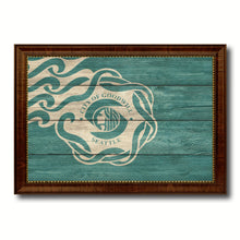 Load image into Gallery viewer, Seattle City Washington State Texture Flag Canvas Print Brown Picture Frame