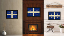 Load image into Gallery viewer, Quebec City Canada Vintage Flag Canvas Print Black Picture Frame