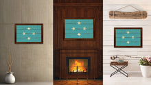 Load image into Gallery viewer, Micronesia Country Flag Vintage Canvas Print with Brown Picture Frame Home Decor Gifts Wall Art Decoration Artwork