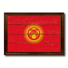 Load image into Gallery viewer, Kyrgyzstan Country Flag Vintage Canvas Print with Brown Picture Frame Home Decor Gifts Wall Art Decoration Artwork