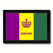 Load image into Gallery viewer, New Orleans Mardi Gras Flag Canvas Print Black Picture Frame