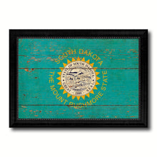 Load image into Gallery viewer, South Dakota State Vintage Flag Canvas Print with Black Picture Frame Home Decor Man Cave Wall Art Collectible Decoration Artwork Gifts