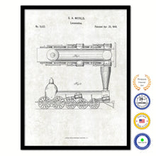 Load image into Gallery viewer, 1848 Locomotive Old Patent Art Print on Canvas Custom Framed Vintage Home Decor Wall Decoration Great for Gifts