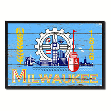 Load image into Gallery viewer, Milwaukee City Wisconsin State Flag Vintage Canvas Print with Black Picture Frame Home Decor Wall Art Collectible Decoration Artwork Gifts