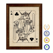 Load image into Gallery viewer, King Clover Poker Decks of Vintage Cards Print on Canvas Brown Custom Framed