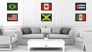 Jamaica Country Flag Texture Canvas Print with Black Picture Frame Home Decor Wall Art Decoration Collection Gift Ideas