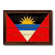Load image into Gallery viewer, Antigua Barbuda Country Flag Vintage Canvas Print with Brown Picture Frame Home Decor Gifts Wall Art Decoration Artwork