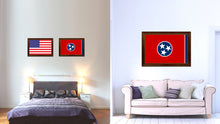 Load image into Gallery viewer, Tennessee State Flag Canvas Print with Custom Brown Picture Frame Home Decor Wall Art Decoration Gifts