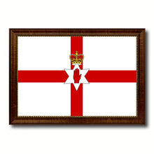Load image into Gallery viewer, North Irish Ulster City Northern Ireland Country Flag Canvas Print Brown Picture Frame