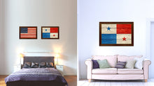 Load image into Gallery viewer, Panama Country Flag Texture Canvas Print with Brown Custom Picture Frame Home Decor Gift Ideas Wall Art Decoration
