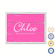 Load image into Gallery viewer, Chloe Name Plate White Wash Wood Frame Canvas Print Boutique Cottage Decor Shabby Chic